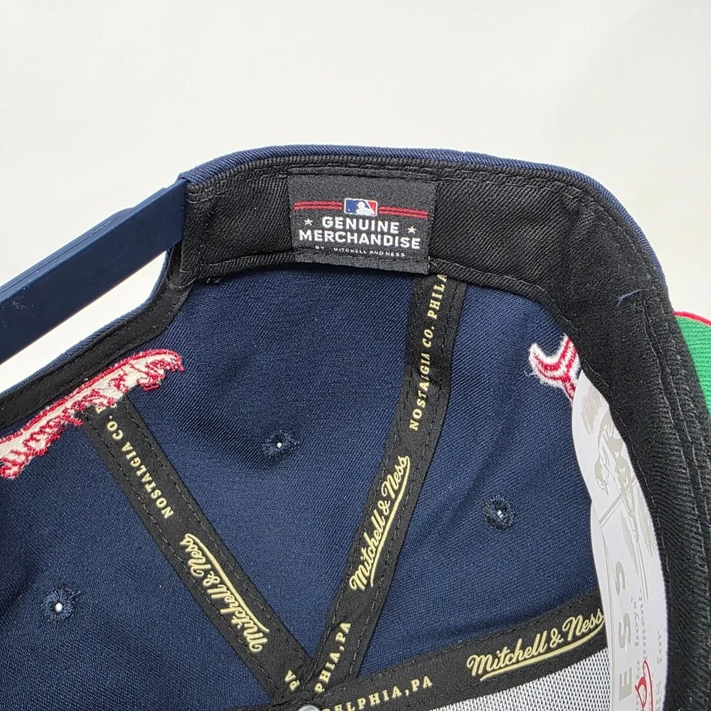 Mitchell & Ness Boston Red Sox MLB Snapback Hat‎ Cap 3D Logo Spell Out Navy/Red